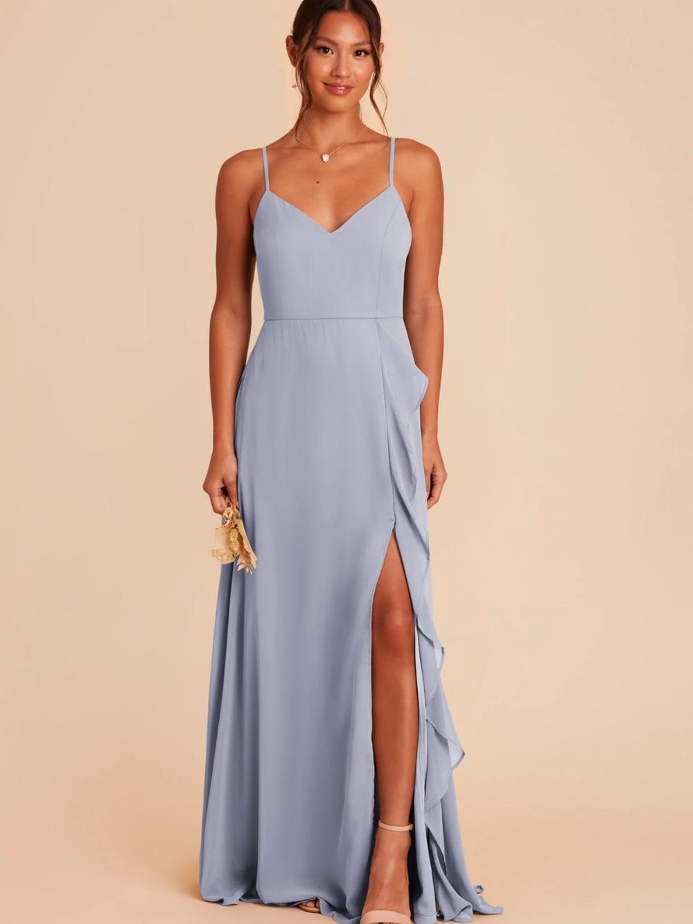 Birdy Grey Theresa Chiffon Bridesmaid Dress Dusty Blue Sz XL NWT
